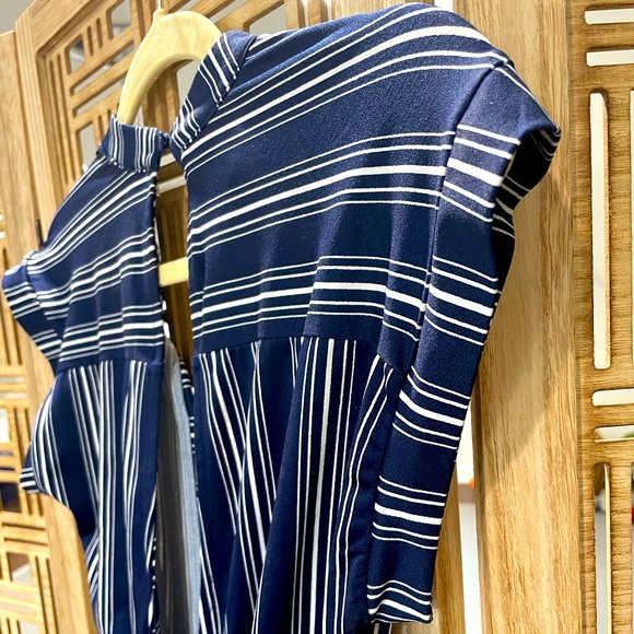 Navy Blue Striped Jumpsuit - Picture 8 of 8